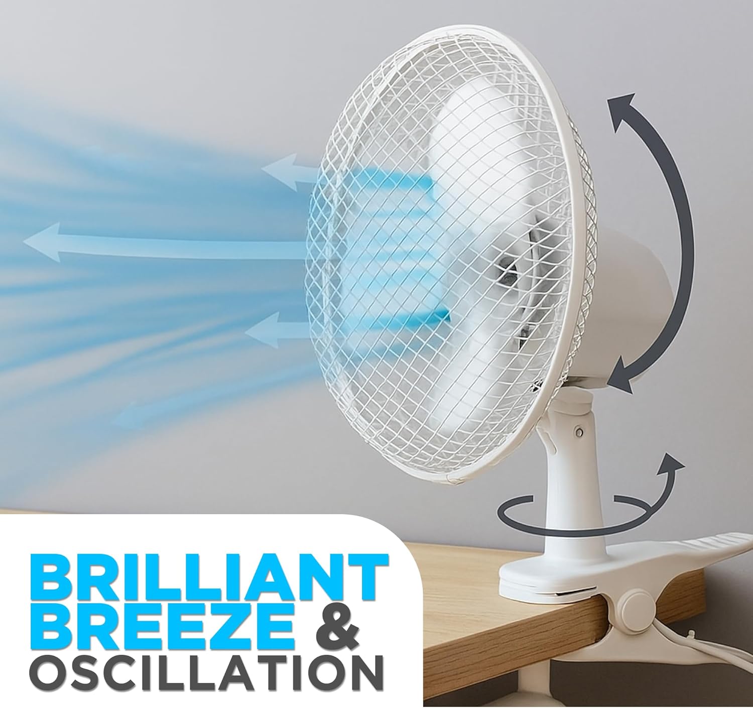 Status Portable 6-Inch Clip On Fan, White