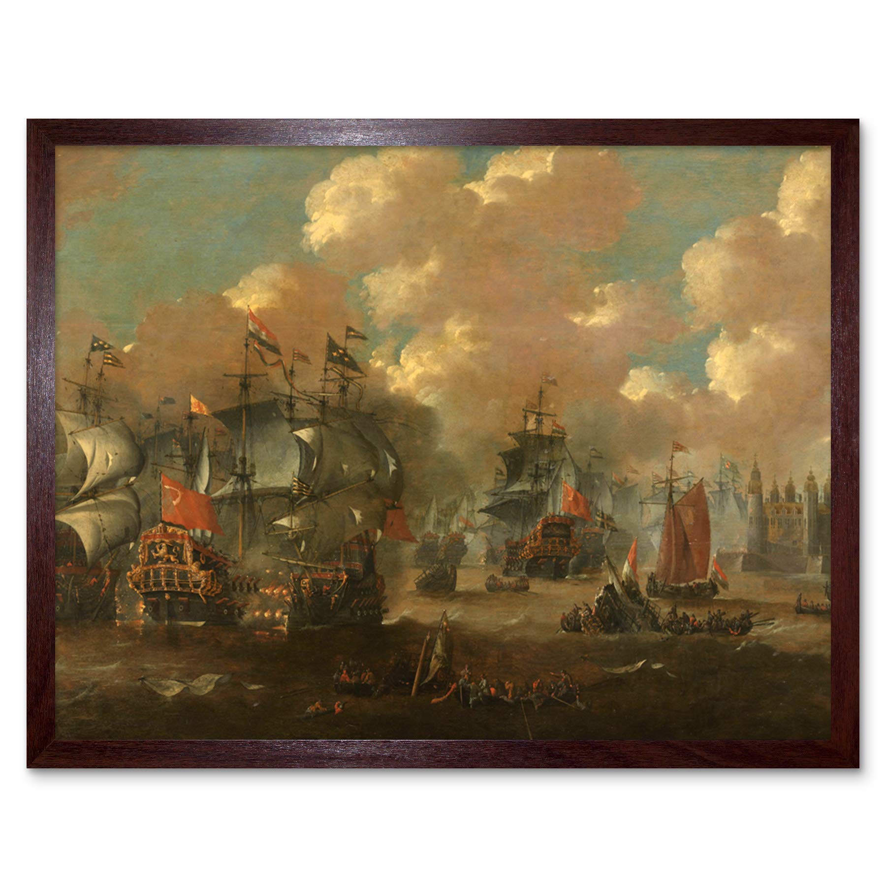 Artery8 Van De Velde Naval Battle Between Dutch Swedish Fleets Art Print Framed Poster Wall Decor 12x16 inch