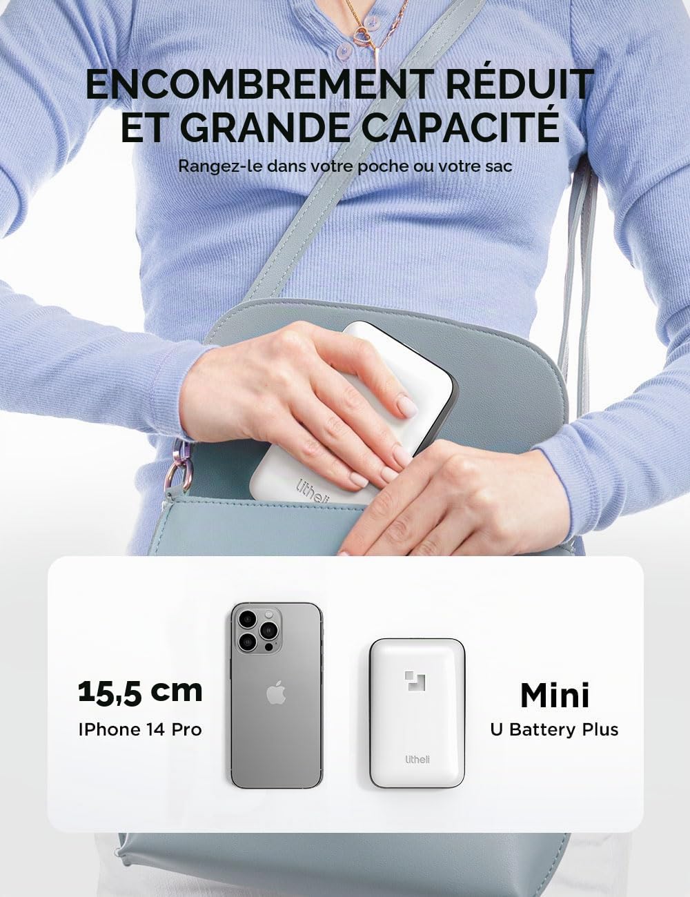 Litheli Batterie de rechange 20 V, 10 000 mA au lithium U20 Power Tools et équipement d'alimentation d'extérieur