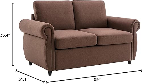 Miniatura 22 de Merax Sofá cama pequeño para sala de estar o dormitorio, incluye cama extraíble Negro con colchón,Marrón con colchón,Gris con colchón,PU Marrón