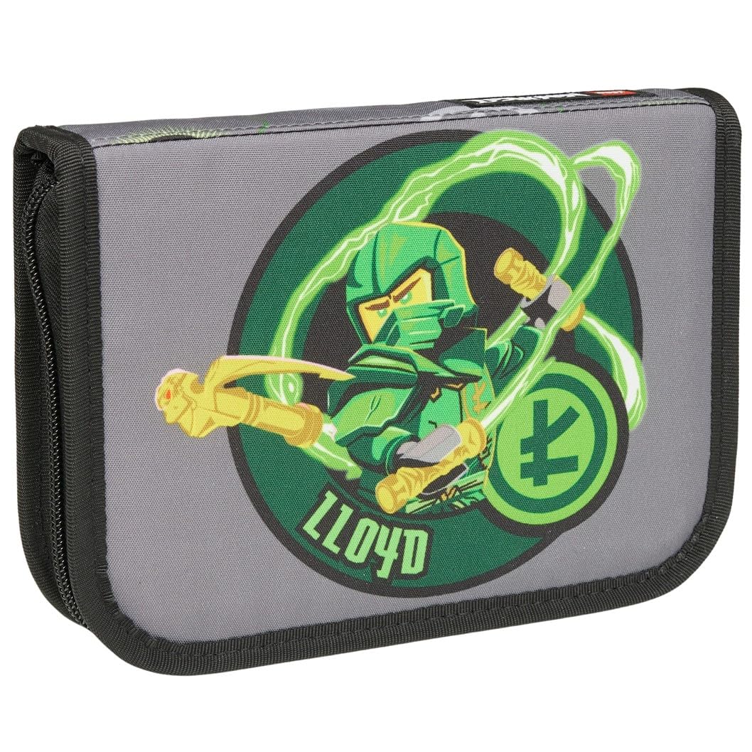 SKANDO BAGS LEGO® Boys' Pencil Case - Practical Name Tag - Space for All Important Writing Utensils, Lego Ninjago, Elemental Master Of Energy, Federmäppchen mit Klappe und Inhalt, Pencil case with