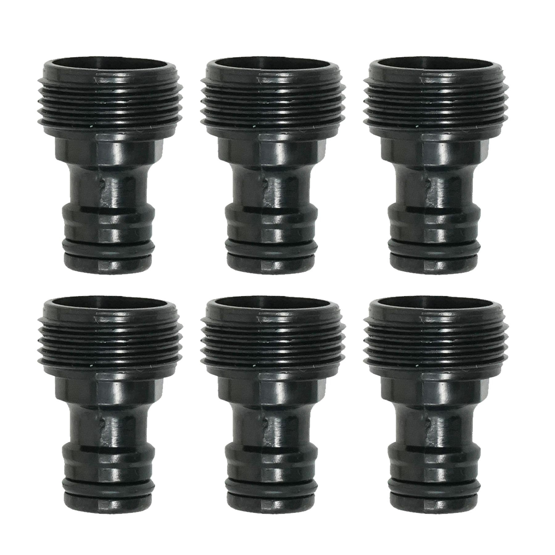 Dapetz ® 6X Tap Adaptor Male 3/4" Male Threaded Adaptor ABS Plastic Garden Water Tap Hose Pipe Connector Screw BSP Fitting Screw Type Accessory Connector