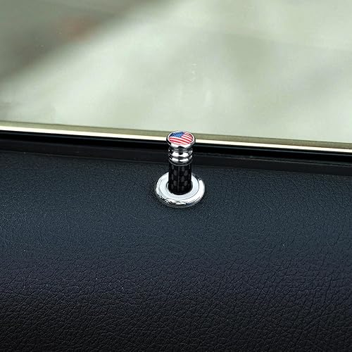 Miniatura 7 de 4 perillas para cerradura de puerta de automóvil, de fibra de carbono, para cerradura, perno, bandera estadounidense, modificación universal,
