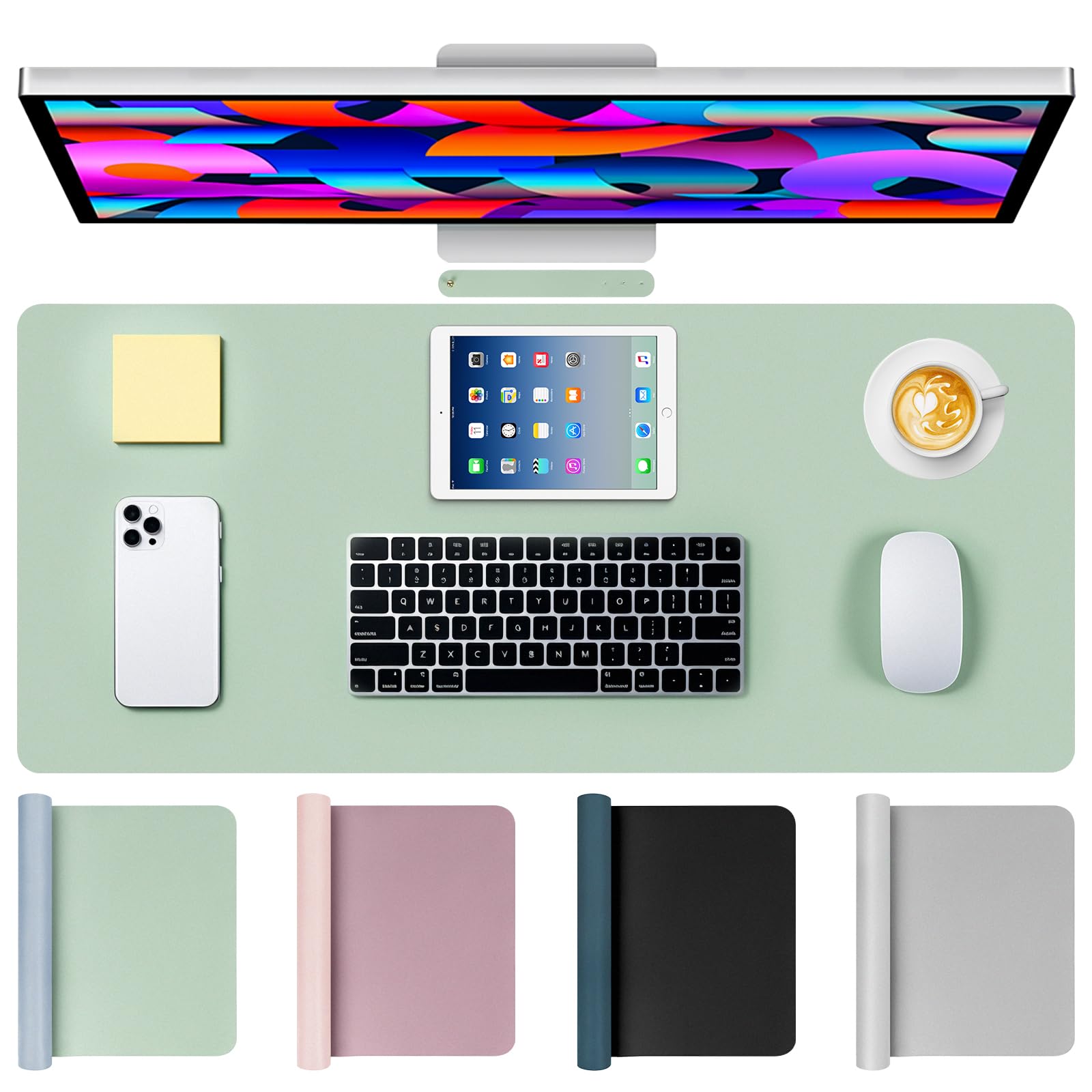 AUYAO Leather Desk Mat Waterproof Desk Pad Protector Office Deskmat Blotter Large Keyboard Pad Mouse Pad Non Slip Desk Pad Protective Computer Pad Table Protector Laptop Cushion(90 * 40cm)