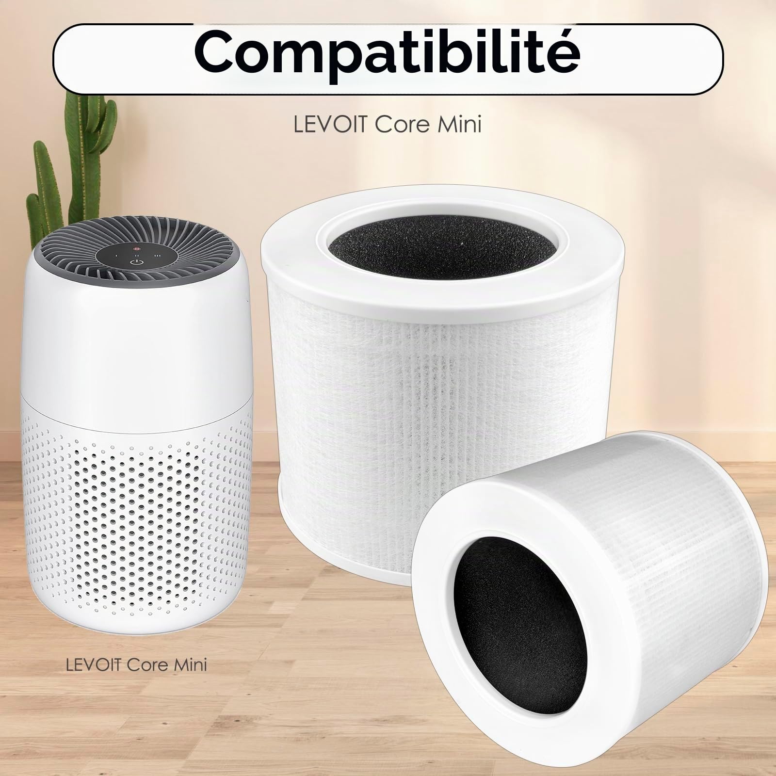 (3 pièces) Core mini filtres de rechange compatibles avec le purificateur d'air LEVOIT Core Mini, H13 True Hepa, filtre HEPA 3 en 1, filtres à charbon actif, comparé à la pièce # Core Mini-RF