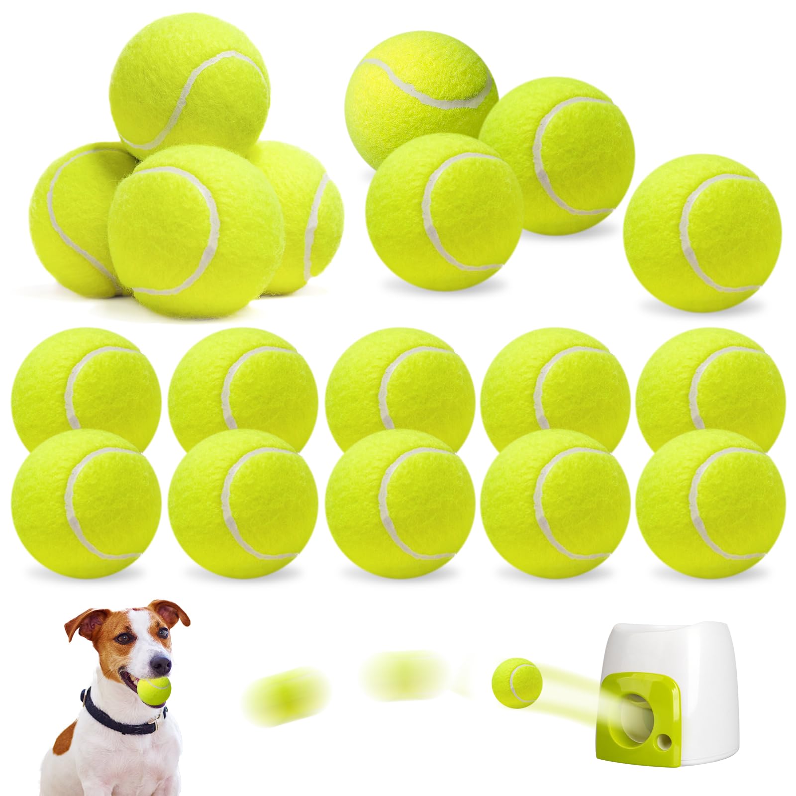 BYZESTY 18 Balles Tennis Chien 5 cm – Mini Balle de Tennis pour Chien, Balles pour Chiens Compatibles Lanceur de Balles, Jouet Chien Élastique