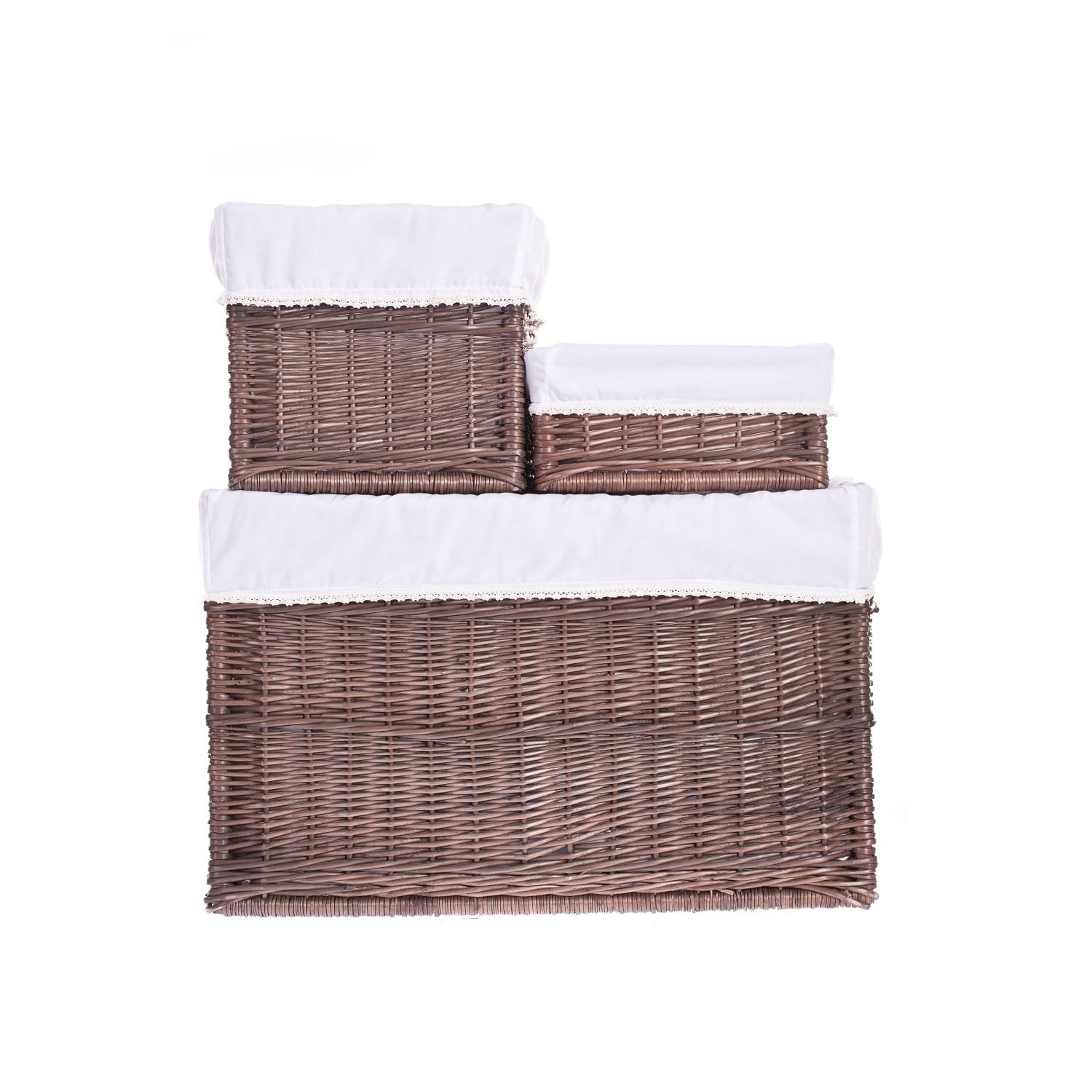 Panier de rangement en osier brun lot de 3 boites décoratives enfant