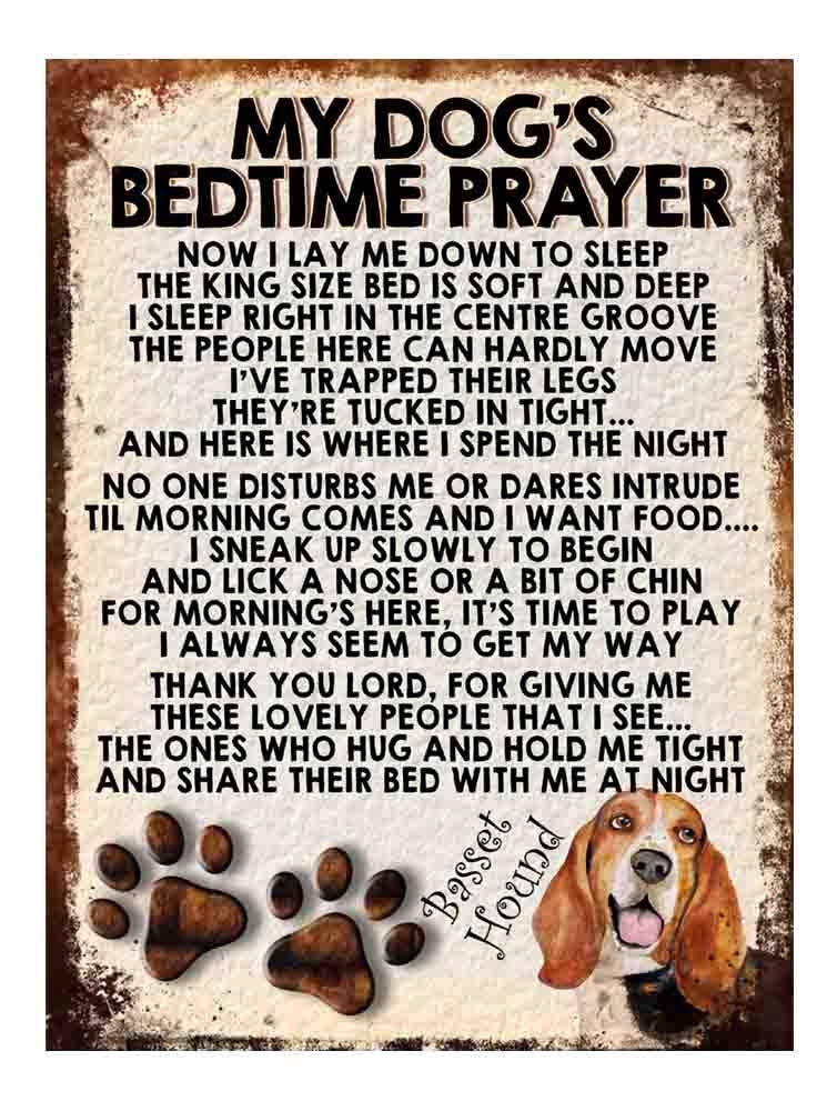 MY DOG'S BEDTIME PRAYER RETRO STYLE METAL TIN SIGN/PLAQUE DOG BREEDS (Basset Hound Dog)