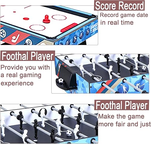 Miniatura 2 de HLC - Juego de mesa de juego 5 en 1, portátil, multijuego, mesa de juego plegable con accesorios, futbolín, ping pong, billar en la piscina, hockey