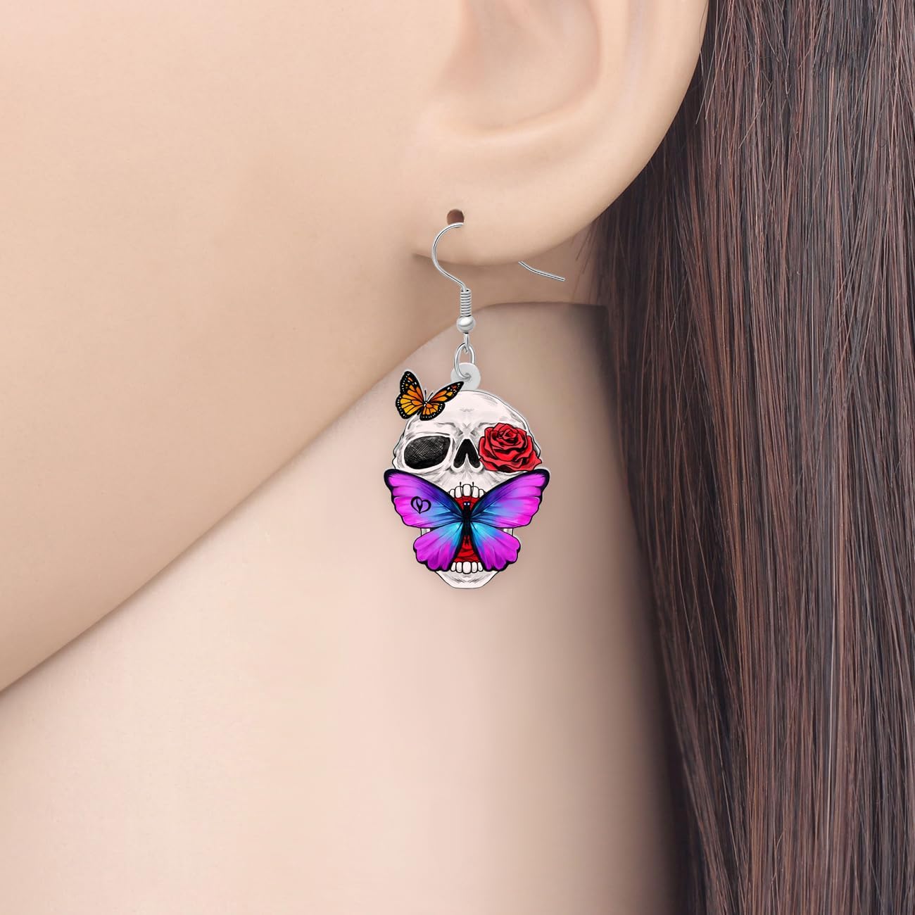 Skull Butterfly Halloween Earrings Novelty Hypoallergenic Dangle Party Favors Jewelry Punk Charms For Women Gifts - Image 2