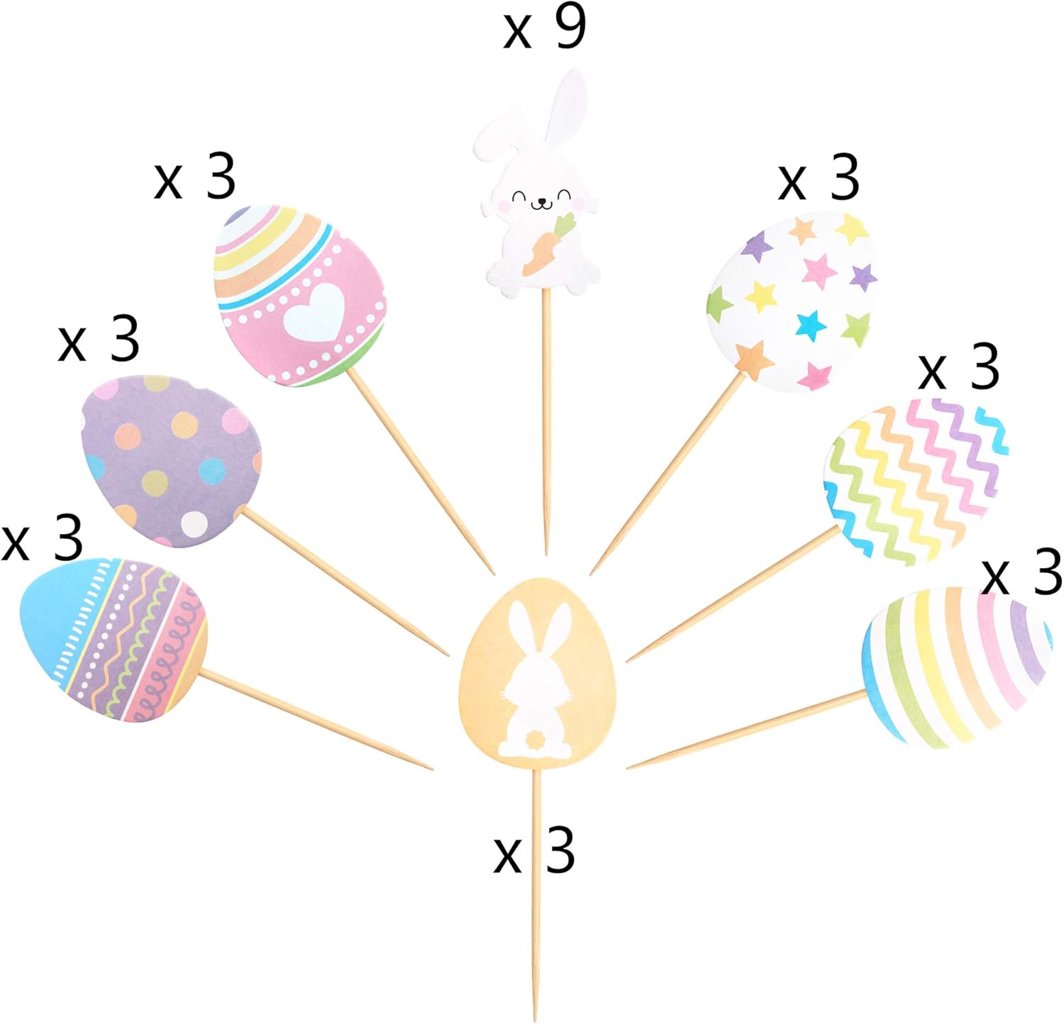Easter Cupcake topper Bunny Cupcake Toppers Easter Egg Cupcake Topper Rabbit Easter Party Cake Topper Decorations (30pcs)