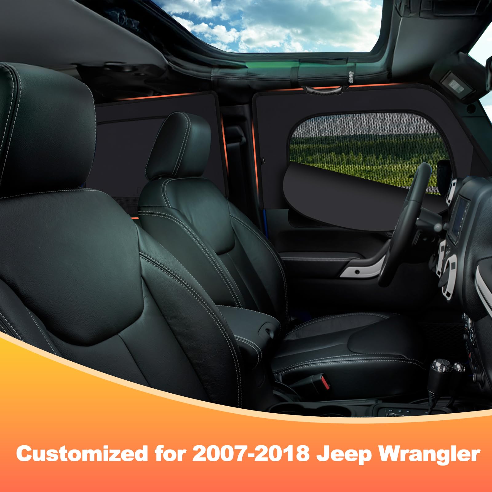 XCBYT 2007-2018 Wrangler Sunshade Dual Purpose Car Window Covers with Breathable Mesh Insulate Heat 99% Sun UV Blackout Keeps Cool Privacy Curtains for Breastfeeding, Napping, Dressing, Camping