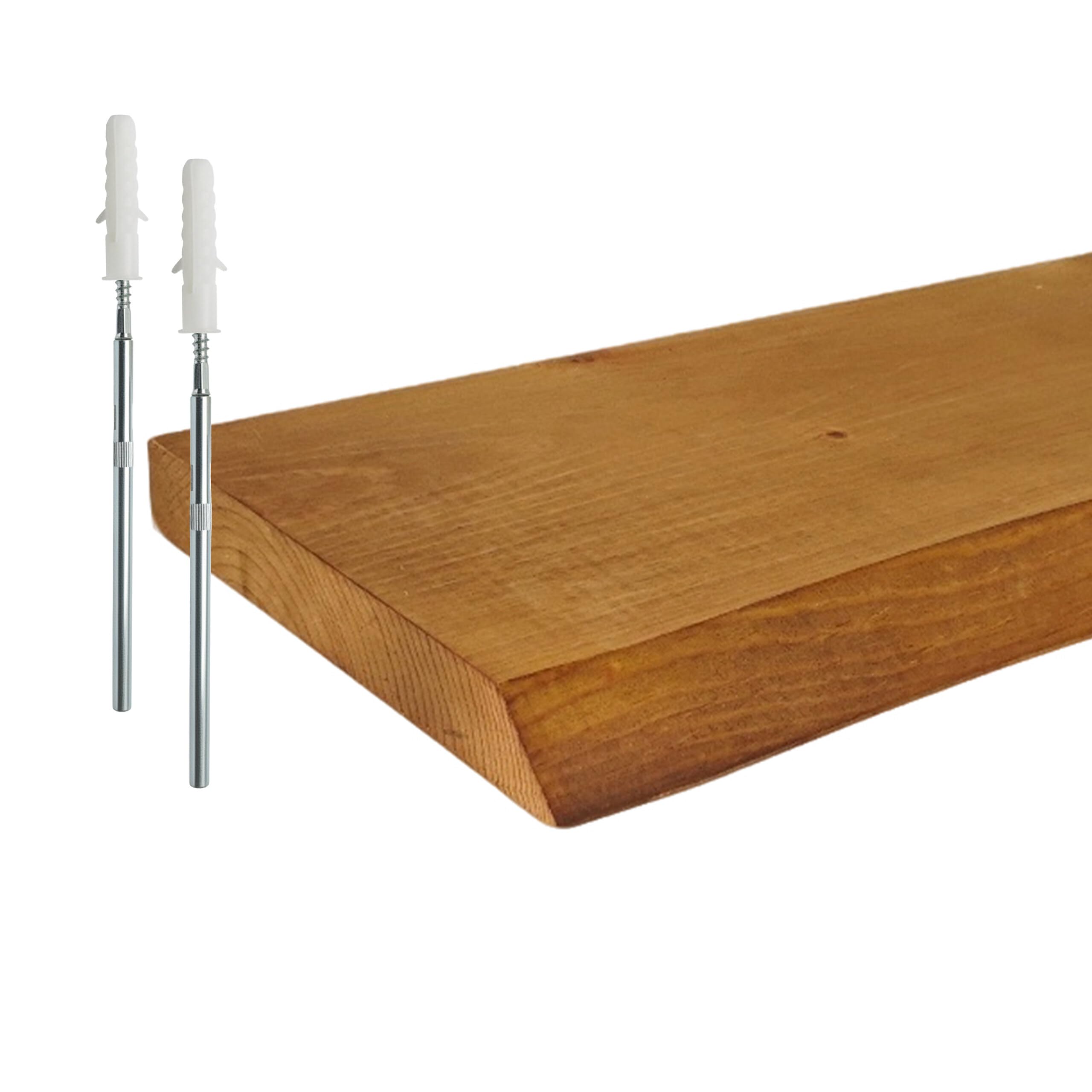 Relaxdays Mensola, Bordo Naturale, HBT: 3x100x22 cm, sospesa Rustica, Cucina, Legno massello Pino