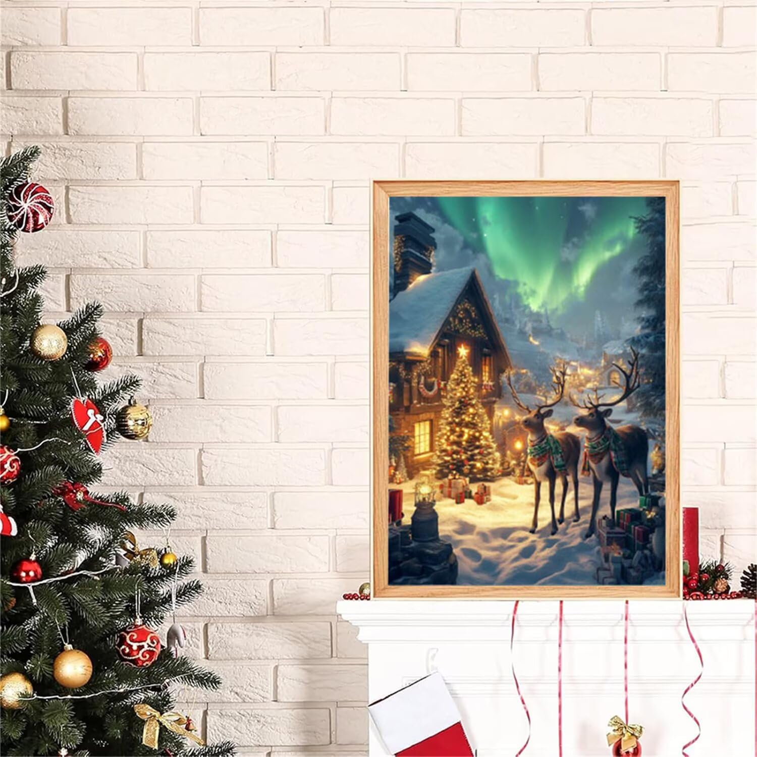 Diamentowe malowanie jeleń diamentowe malowanie dzieci choinka diamentowe malowanie dorosłe, 5D diamenty do majsterkowania, diamentowe rysunki dla początkujących, wystrój domu 60x180cm J0-734