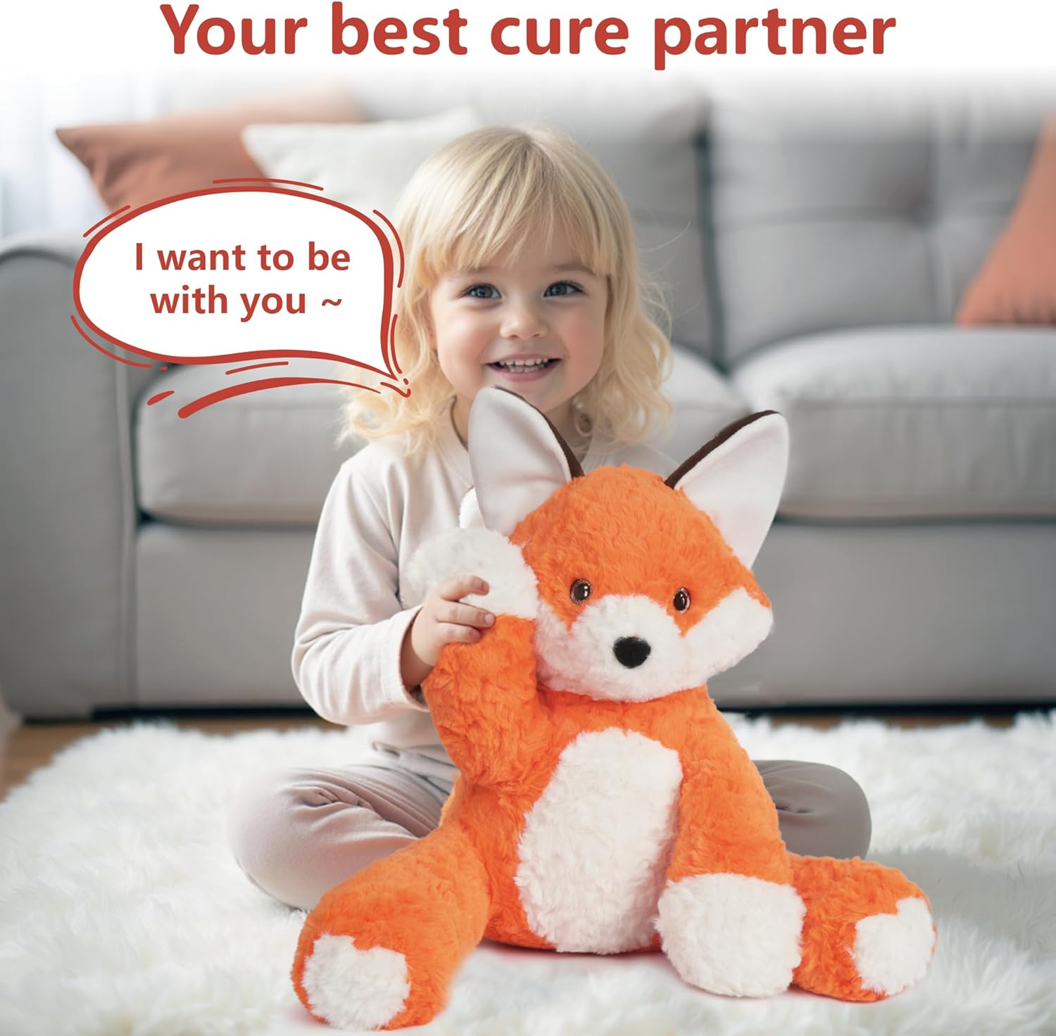 Niuniu Daddy 14" | 3.5 Pound Weighted Fox Plush Stuffed Animal, Heavy Stuffed Red Fox Plush Toys for Kids Adults, Weighted Beads for Stuffed Animals Body Pillow for Birthday Christmas Holiday - Image 2