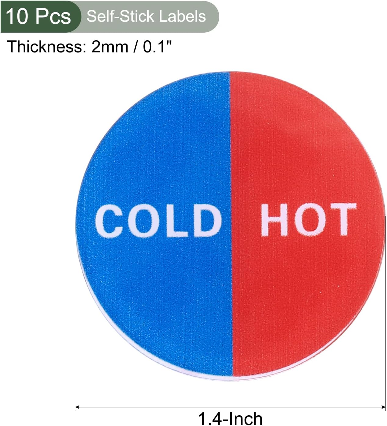 YOKIVE 10 Pcs Hot Cold Water Sticker Label, Sticker Sign Acrylic Great for Faucets Sinks Kitchen (White Red Blue Round, 1" x 0.08")