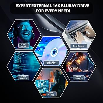 Amazon.com: 4 in 1 External Bluray Drive, 16X Read Speed