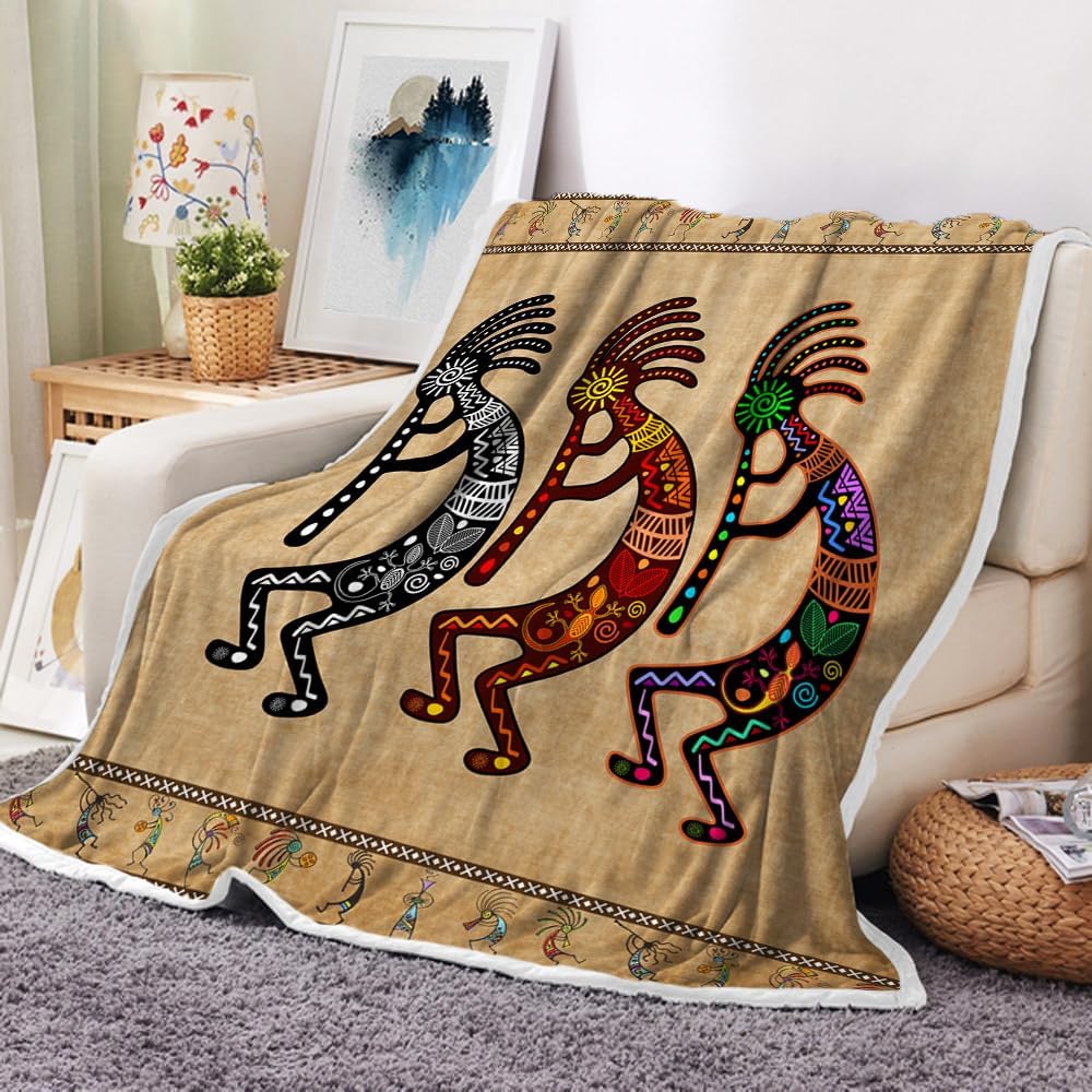 Southwestern Throw Blanket, Southwest Native USA Fleece Blanket for Bed Or Sofa All Season Throw Blankets Native American Southwestern Soft Fleece Blanket Throw Blanket, 60X90 Inch, Brown