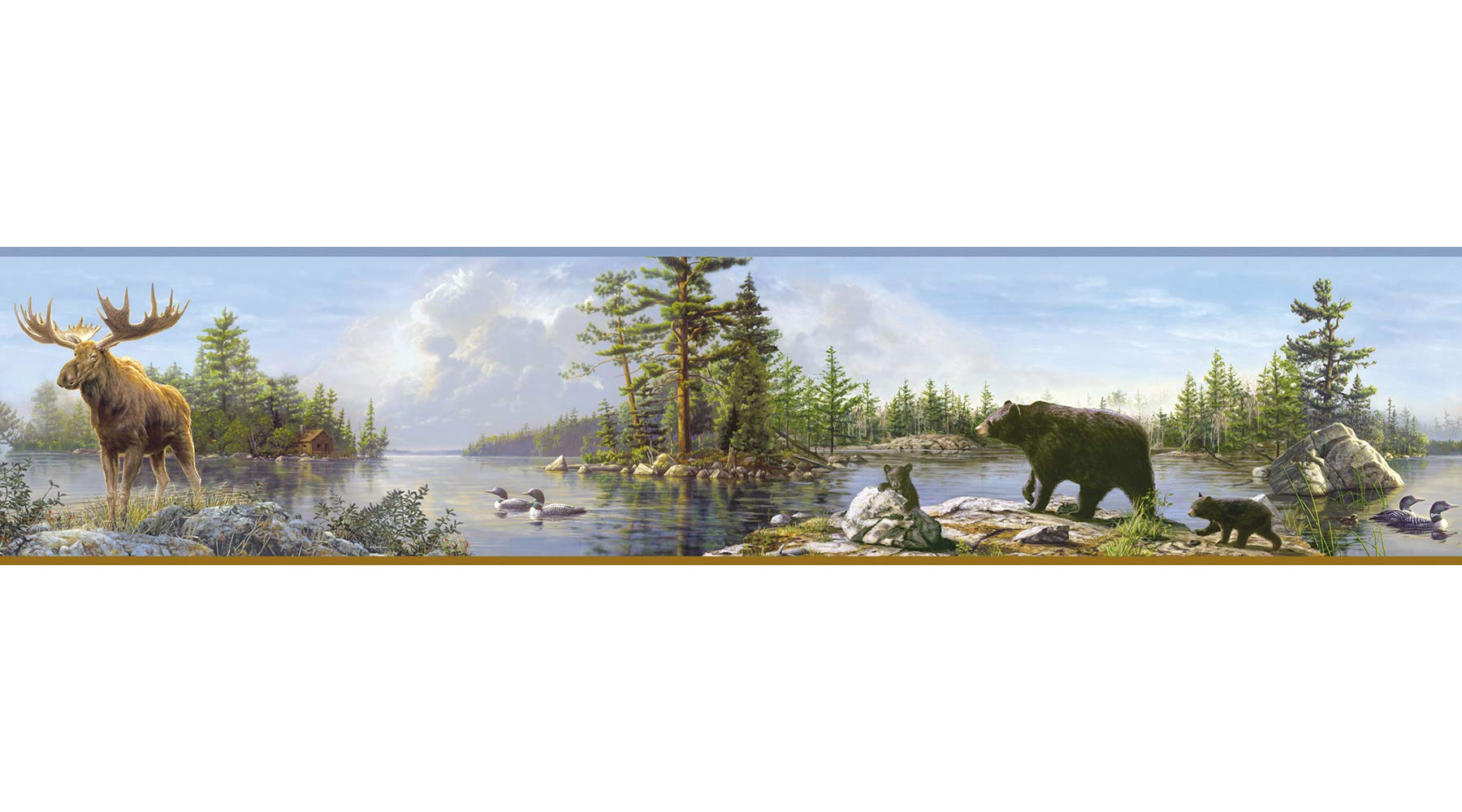 Chesapeake HTM48541B Frida Blue Lake Portrait Wallpaper Border