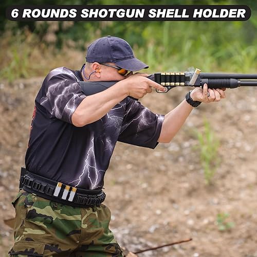 Miniatura 6 de Tatuo 8 piezas de 6 escopetas redondas Buttstock Shell Holder 1220 calibre 1220 portatarjetas de cartucho, bolsa de nailon elástico bolsa militar de