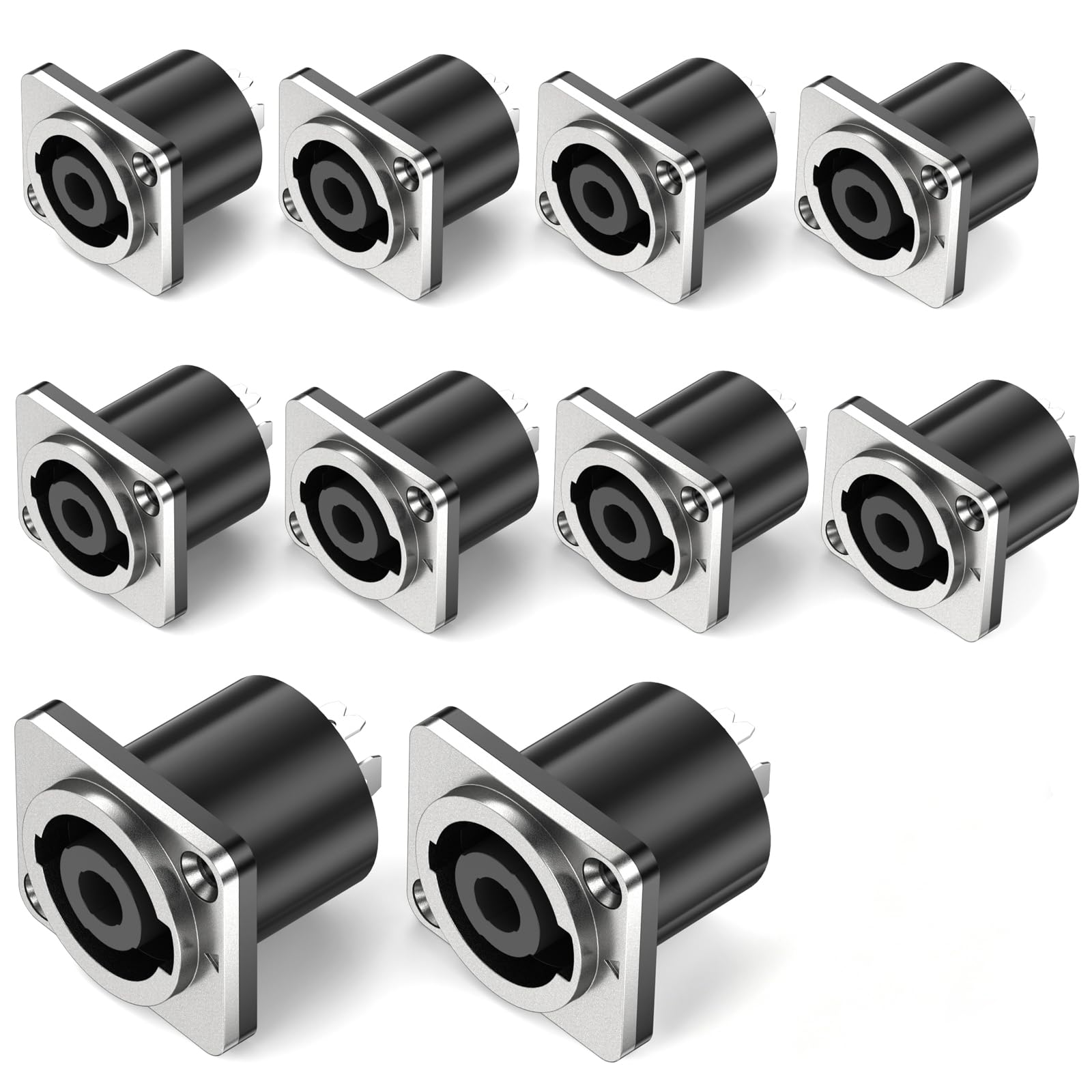 GCTBL 10Pack Connettore Speakon 4 poli Spina per Altoparlanti Adattatore per Montaggio a Pannello Jack Audio a Parete Quadrato Femmina con Neutrik Speakon NL4FC, NL4FX, NLT4X, NL2FC