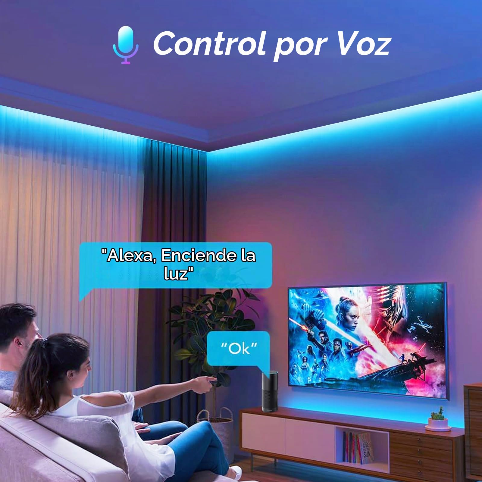 Tira de luces LED WiFi inteligente COB RGB de 10 m, 576 ledes/m, 5760 ledes, 24 V, funciona con Google Home Assistant/Alexaz, regulable y deformable, con mando a distancia WiFi