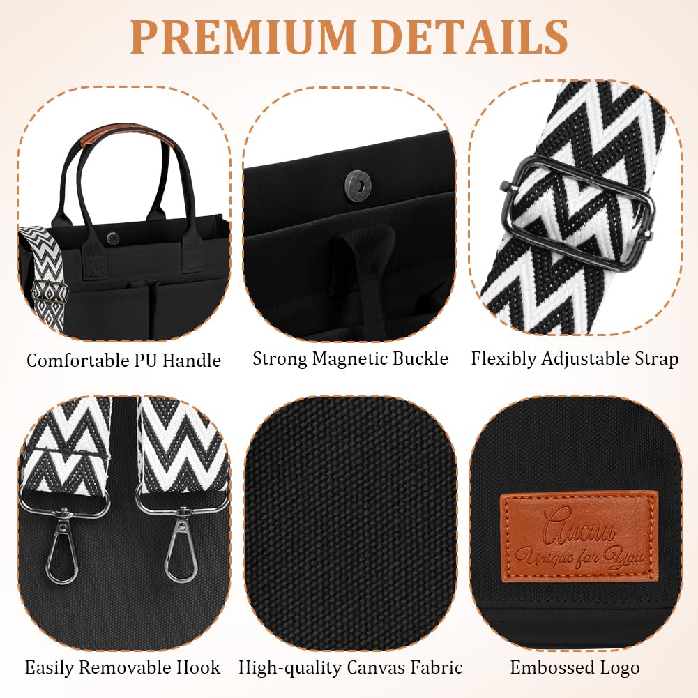 Aucuu Canvas Tasche Damen, Große Handtasche mit 2 Verstellbaren Schultergurten, Arbeitstasche Schultertaschen, 15,6 Zoll Laptop Tasche, Tote Bag Damen, Umhängetasche für Schule Arbeit Reise