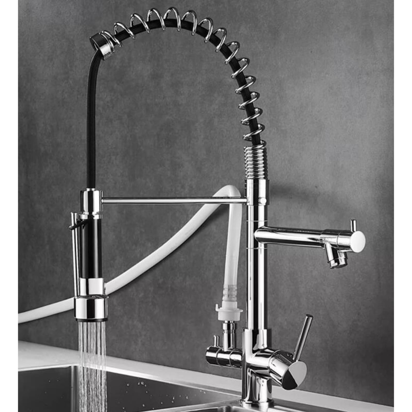 ZQFHSX Kitchen Faucet Swivel Brass Chrome Plated with Dishwasher Connection