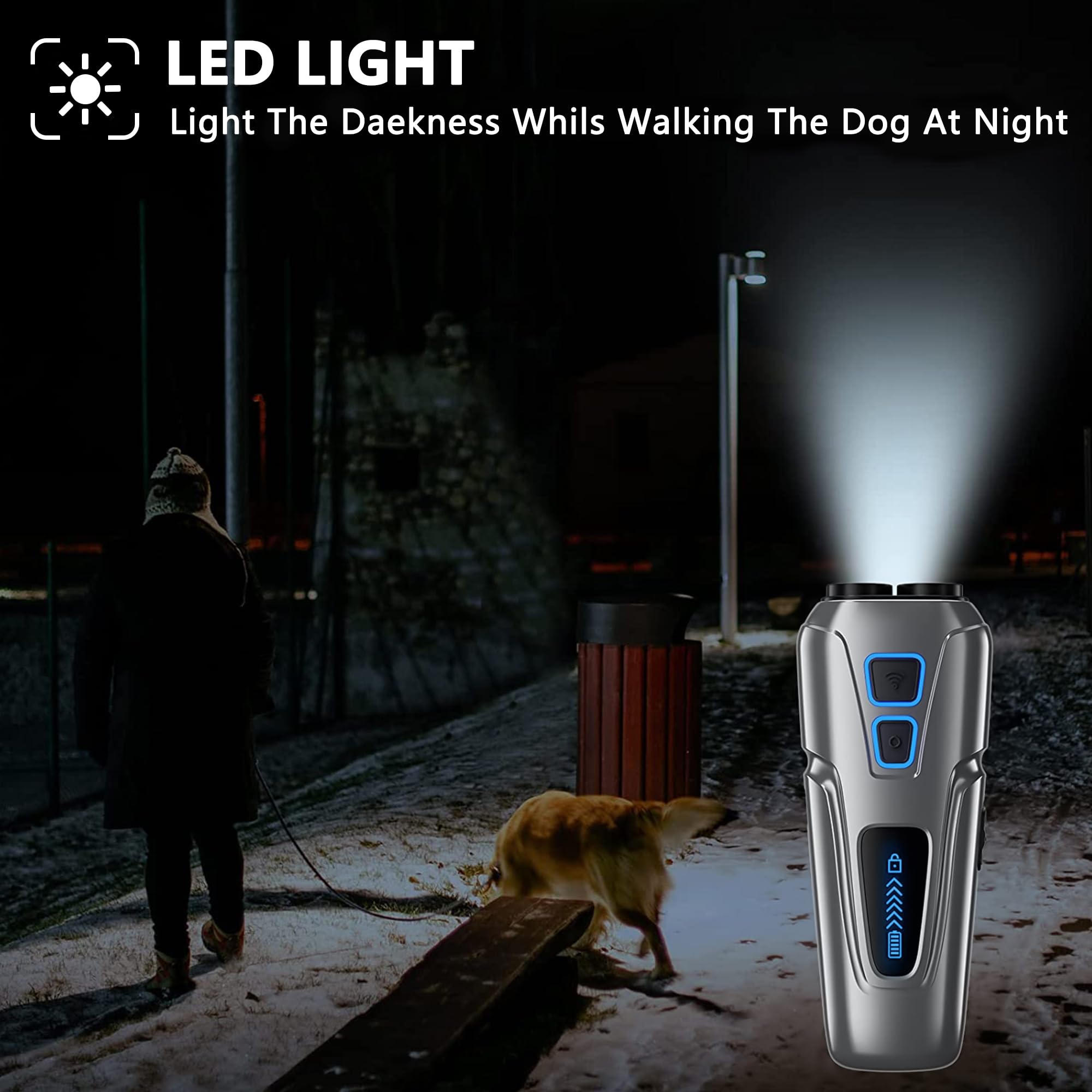 Love begans Antiladridos para Perros, Dispositivo Recargable Ultrasónicos Ahuyentador de Perros de Mano, Alcance Efectivo de 5M, Ultrasonido para Cachorros Perros Pequeños, Medianos y Grande