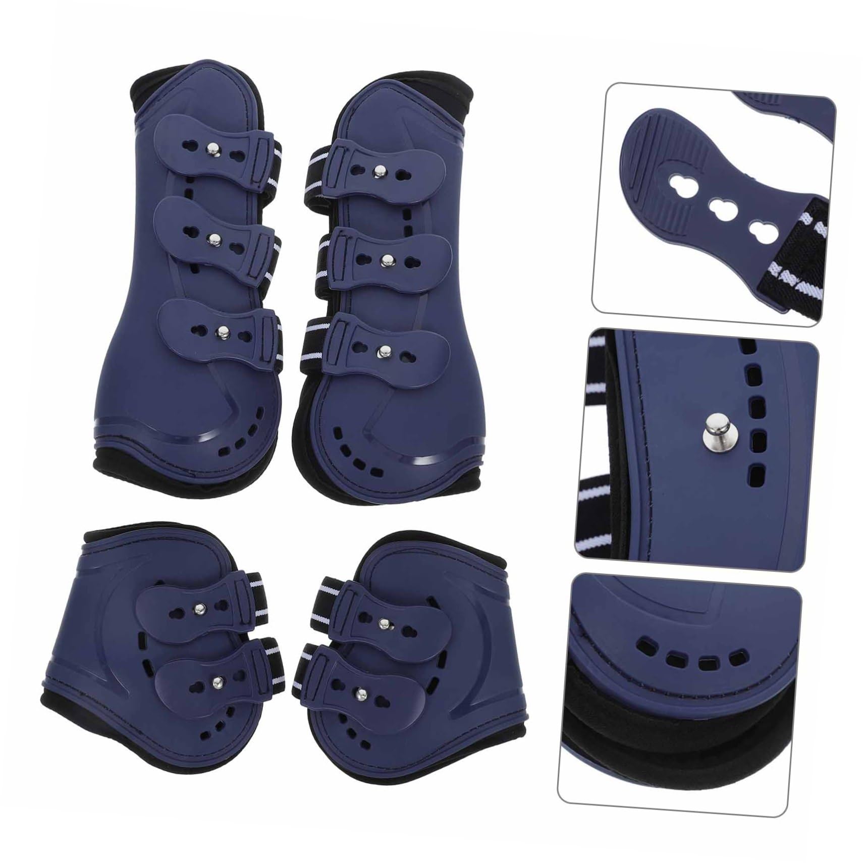 4piezas Botas De Caballo Ajustables para Delanteras y Traseras Protección De Tendón y Fetlock para Entrenamiento Ecuestre Diseño Elegante y Fácil De Usar para Saltos y