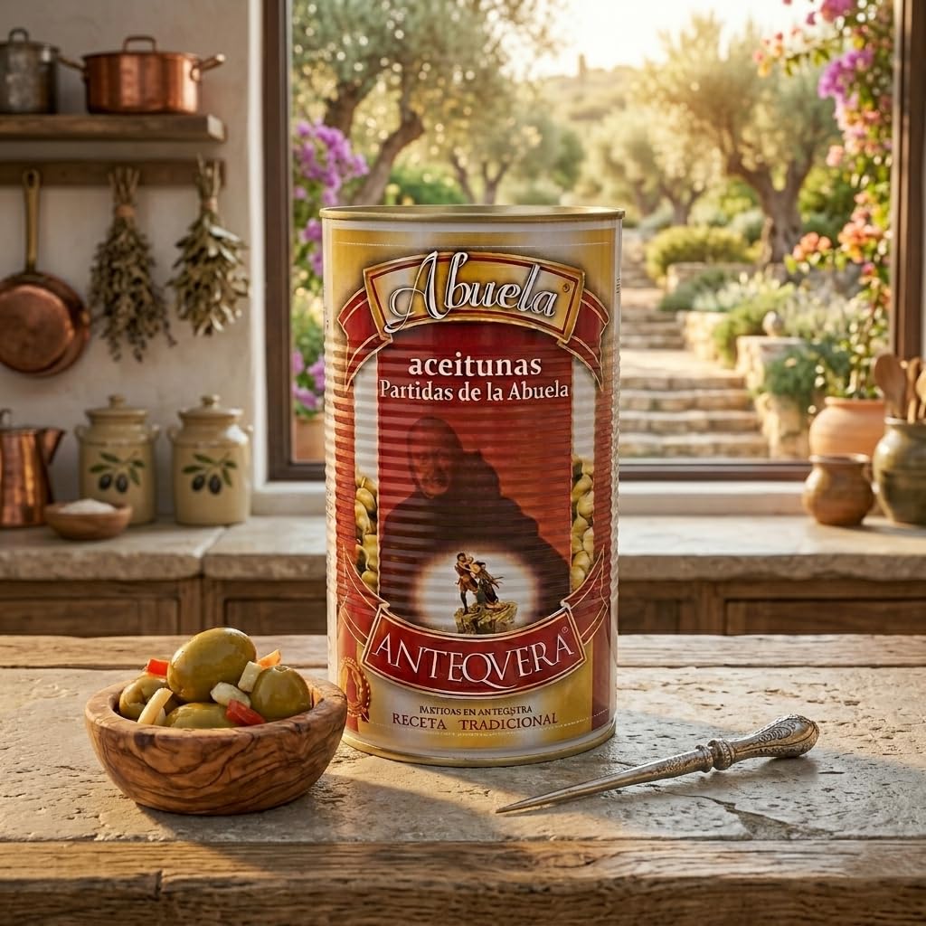 Diaz Cadenas | Gran Lata 4250 ml de Aceitunas Verdes Partidas “De la Abuela” – Formato Extra Grande para Tapas, Aperitivos, Celebraciones y Compartir