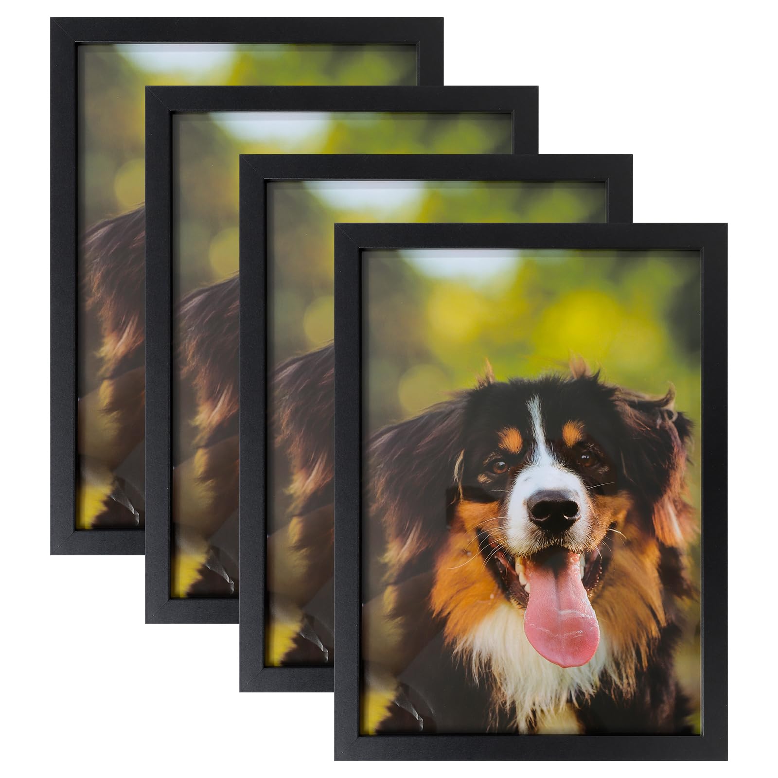 4 Pack Picture Frame, A4 Photo Frames Tabletop and Wall Mounting Picture Frames Small Frame with Window for Portrait Photo Black — image 1