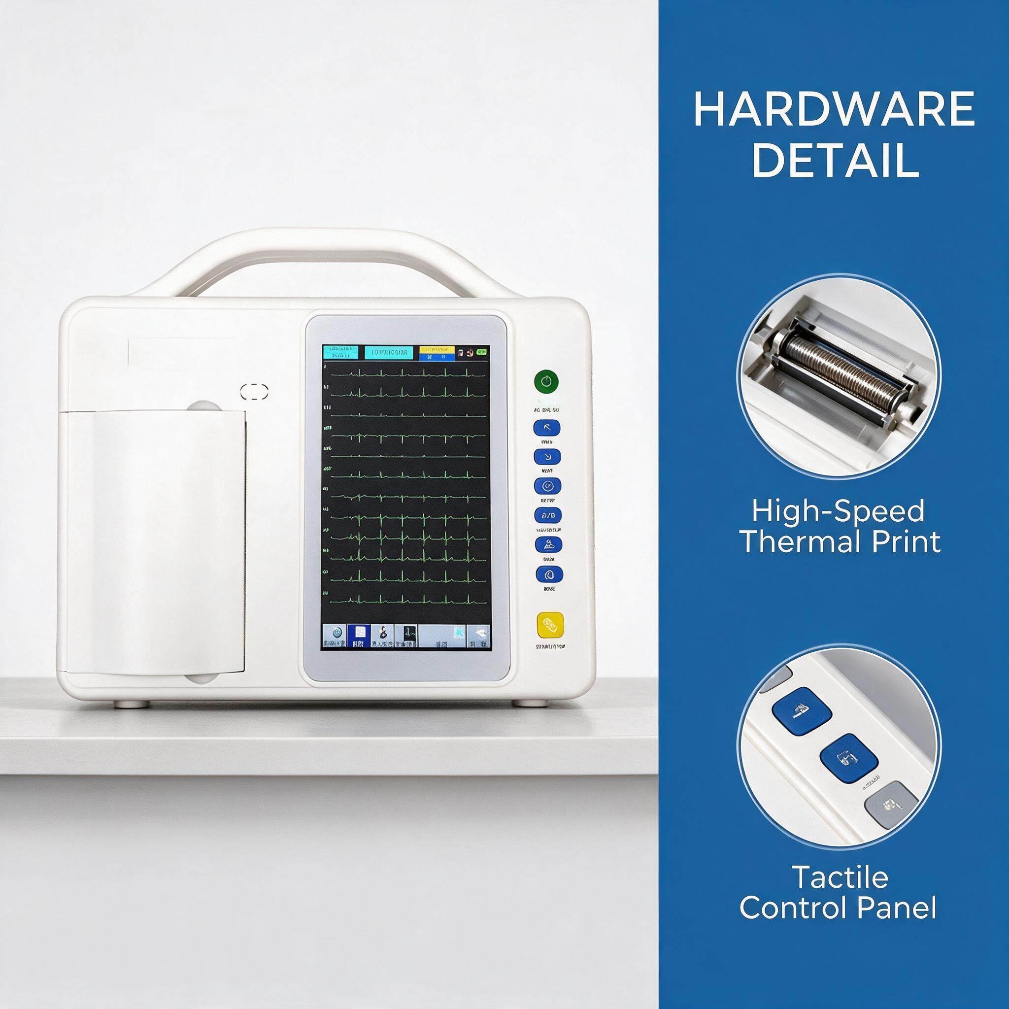 Moniteur Ecg Portable à 3 Canaux, Moniteur Dynamique à 12 Dérivations
