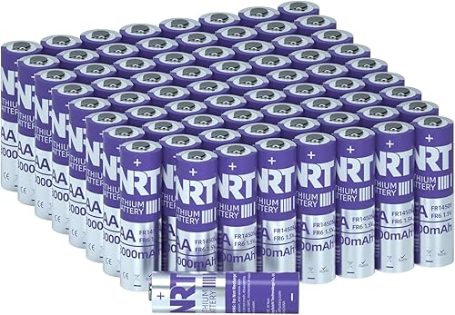 NRT Paquete de 72 pilas AA de hierro de litio doble A, 1.5 V, 3000 mAh, baterías de litio AA de larga duración para cámara Blink, repuesto de