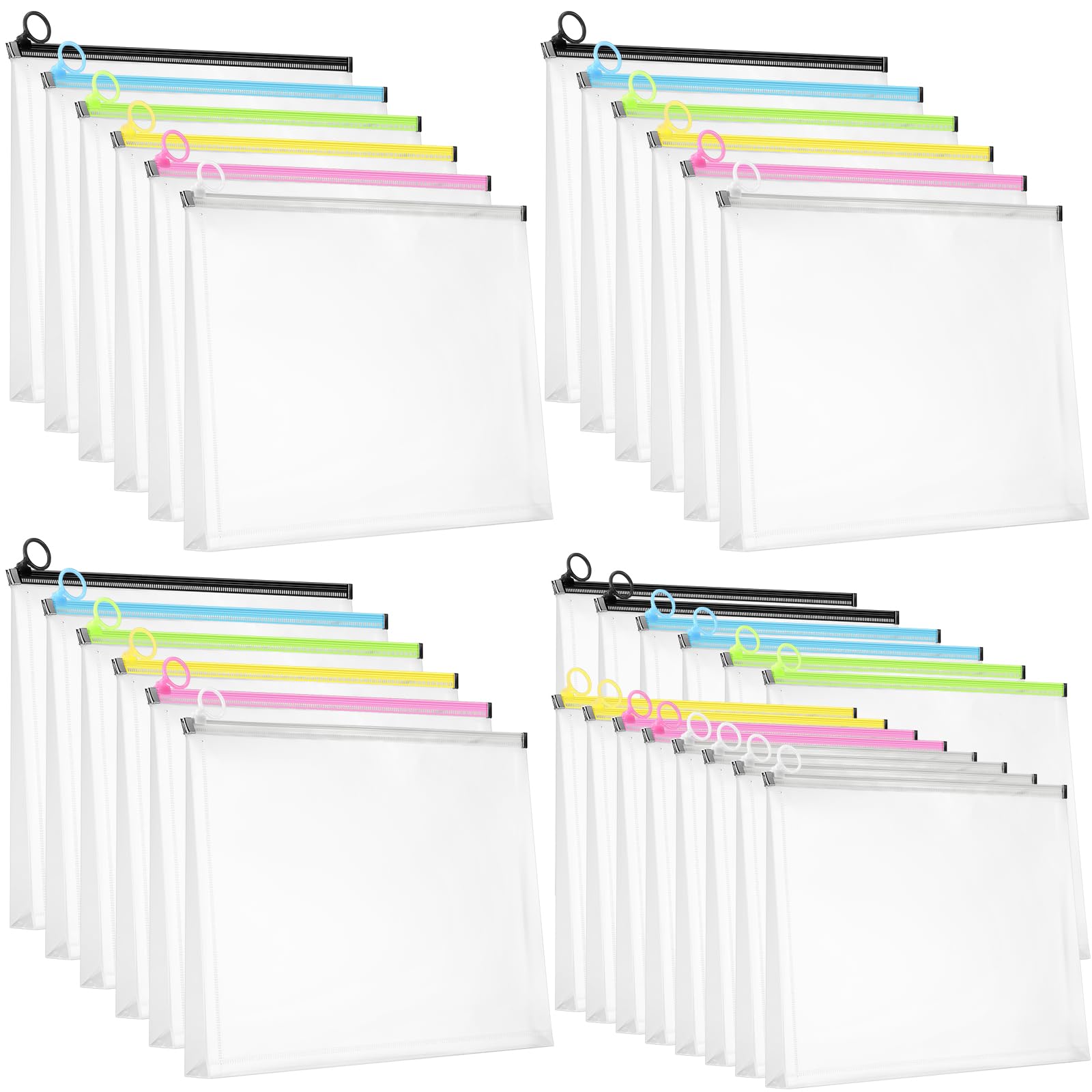 Yexiya 30 Pcs Back to School Clear Plastic Zip Envelope A4 Zipper Document Folder 13 x 9.7In File Folder Expanding Envelope Pouch for Paper Pencil