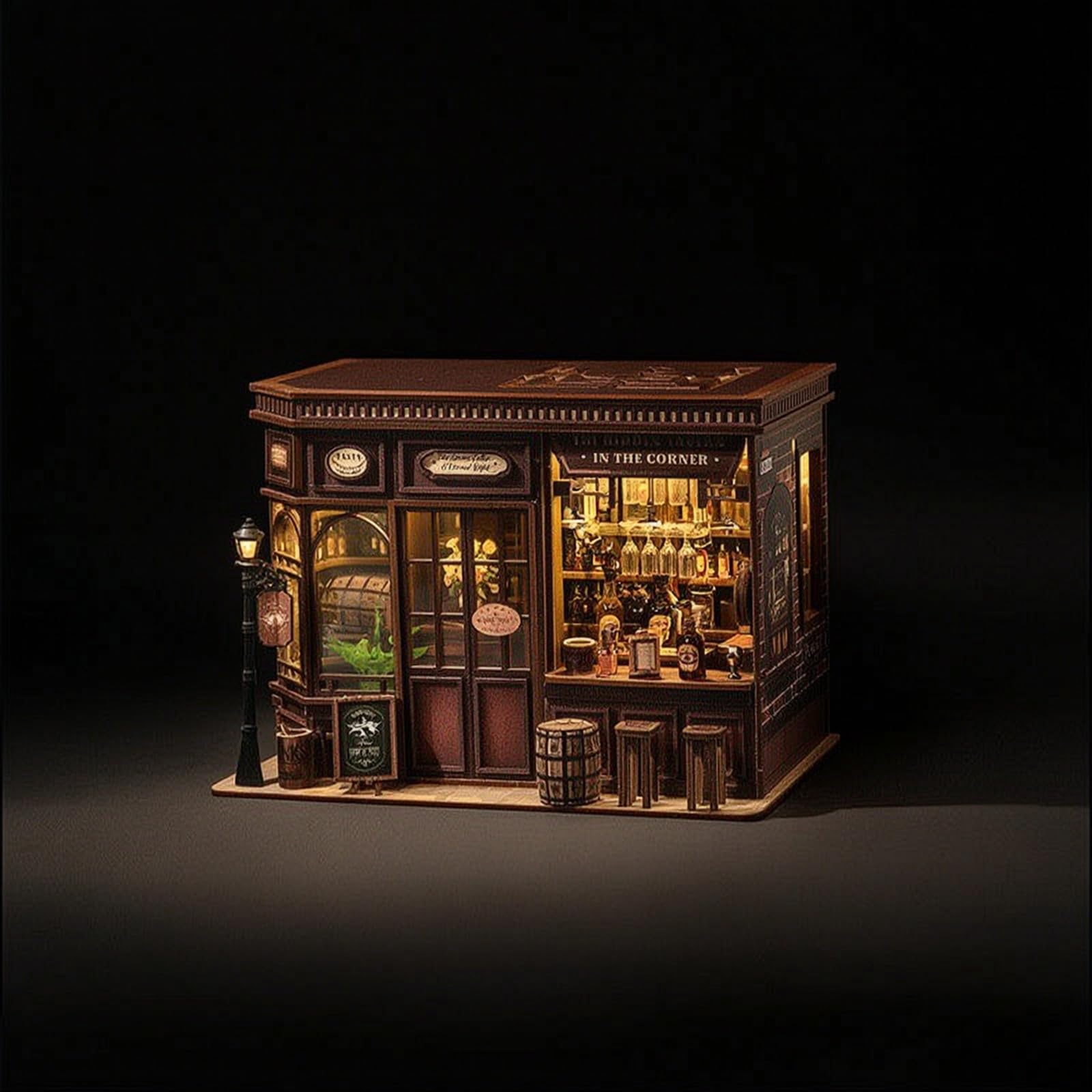 Miniatur Taverne Detailliert 3D Holzpuzzle Dekorativ Bastelset aus Holz für Erwachsene, Schreibtisch