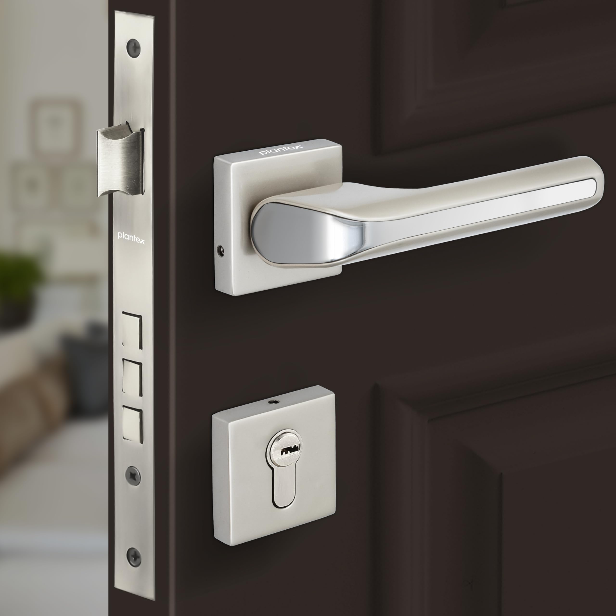 Plantex Heavy-Duty Door Lock – Main Door Lock Set with 3 Keys/Mortise Door Lock for Home/Office/Hotel – (7072-Satin White & Chrome) (B09TB4GZZM) Amazon Price History, Amazon Price Tracker