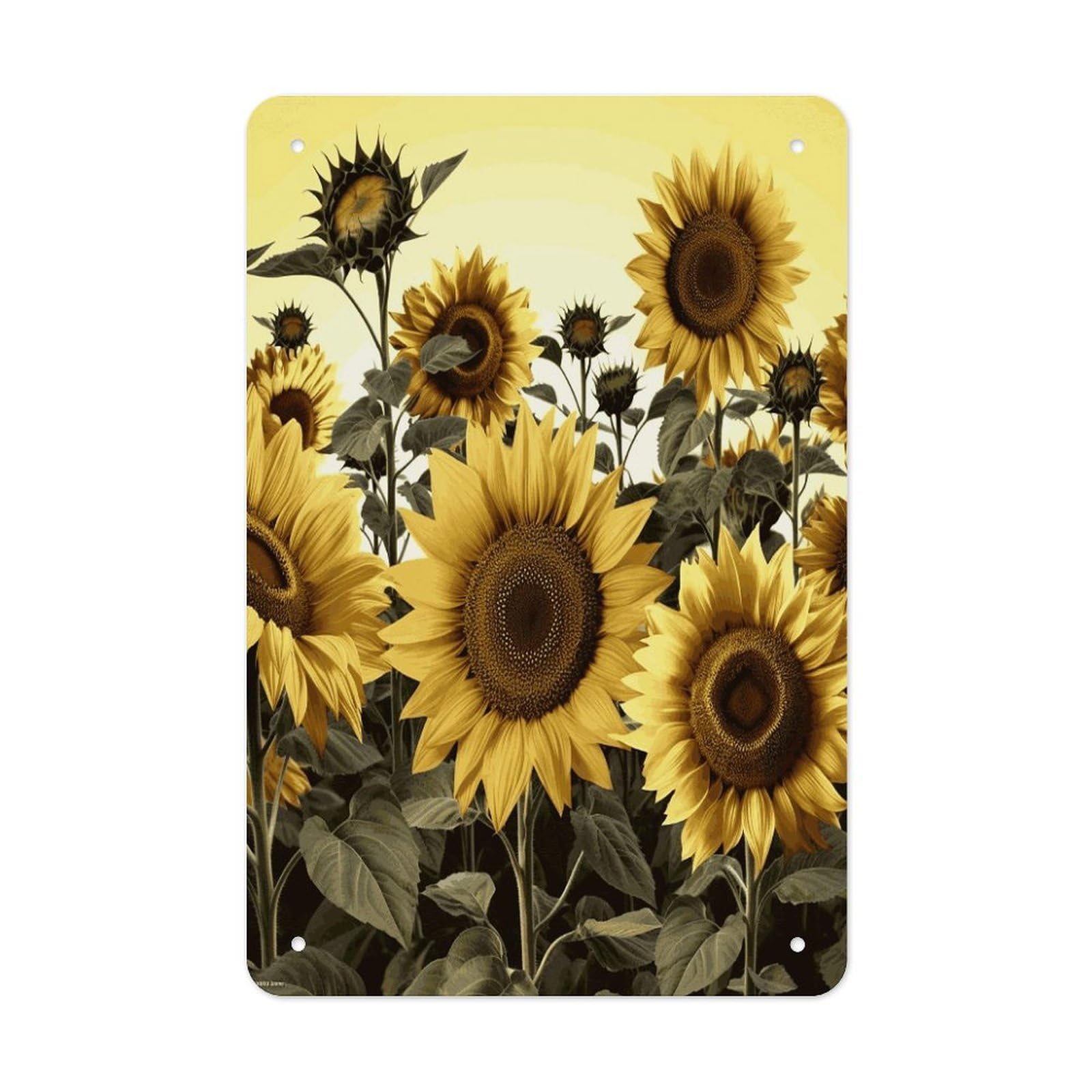Yellow Sunflower Floral Metal Tin Sign Wall Decor Funny Retro Sign Weatherproof Metal Wall Art for Indoor Or Outdoor Retro Tin Signs for Kitchen Office Home Bar Decor 11.8 X 7.9 Inch