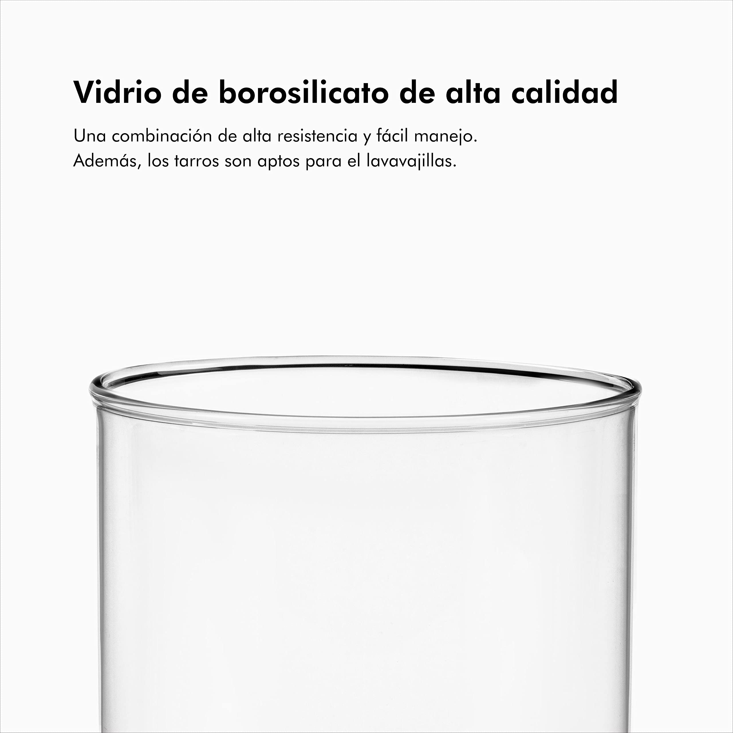 KIVY Set Botes Cocina Almacenaje [2 x 1800 ml] – Tarros de Cristal con Tapa de Bambú Sostenible – Recipientes de Cristal para Alimentos - Bote Cristal con tapa - Tarro Cristal hermetico Cocina