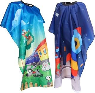 Minkissy Hair Cutting Cape Kids 2Pcs Kids Haircut Cape, Salon Hairdressing Cape Children Hairdressing Apron Hair Cutting Cloth for Home Barber Hairdressing Cape Kids
