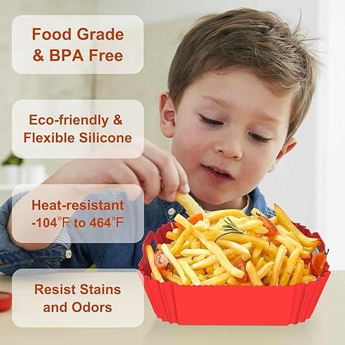 Vista 54 de Forros rectangulares de silicona para freidora de aire, paquete de 2 forros de freidora de aire de 8.0 pulgadas, forros de freidora de aire dobles