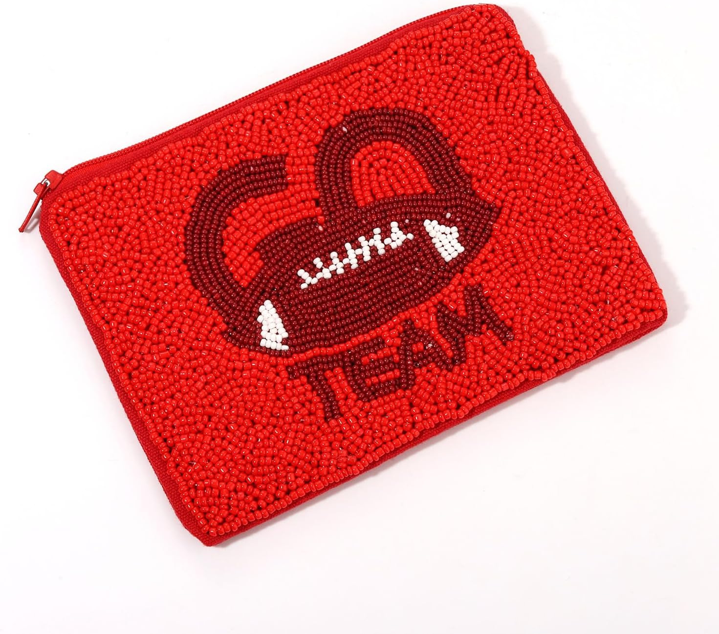 Game Day Beaded Coin Purse Go Team Wallet Pouch Small Cute Football Zipper Pouch Sports Accessory for Fan Gift - Image 2