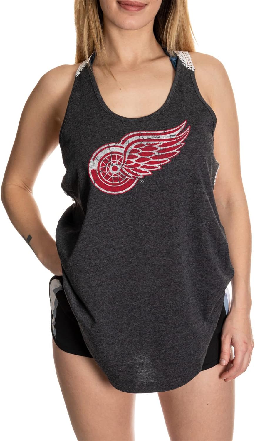 Calhoun NHL Ladies Flowy Racerback Crochet Lace Tank Top