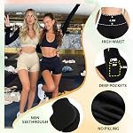 We fleece 4 Pack High Waisted Biker Short pour femmes avec des poches – 5" Tummy Control Soft Workout Yoga Spandex Shorts