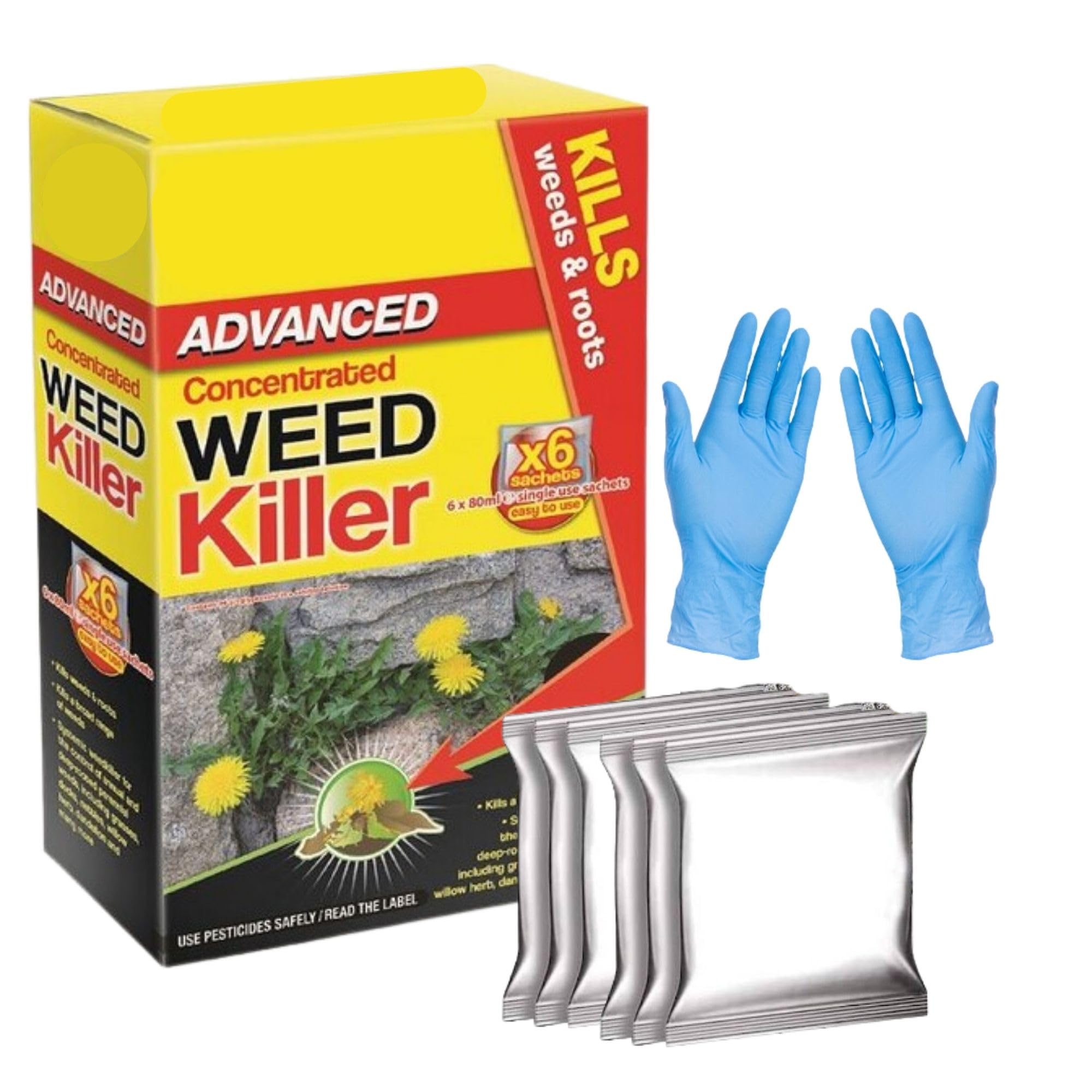 Extra Strong Weedkiller with Doff Glyphosate Advanced Super Strong High Strength Concentrated Weed & Roots Killer 80ml Liquid Sachets (6 Weedkiller Sachets)