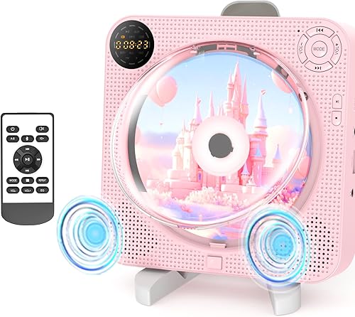 Miniatura 9 de Reproductor de CD portátil, reproductor de CD Bluetooth con altavoces, pequeño reproductor de CD para el hogar con control remoto, radio FM,