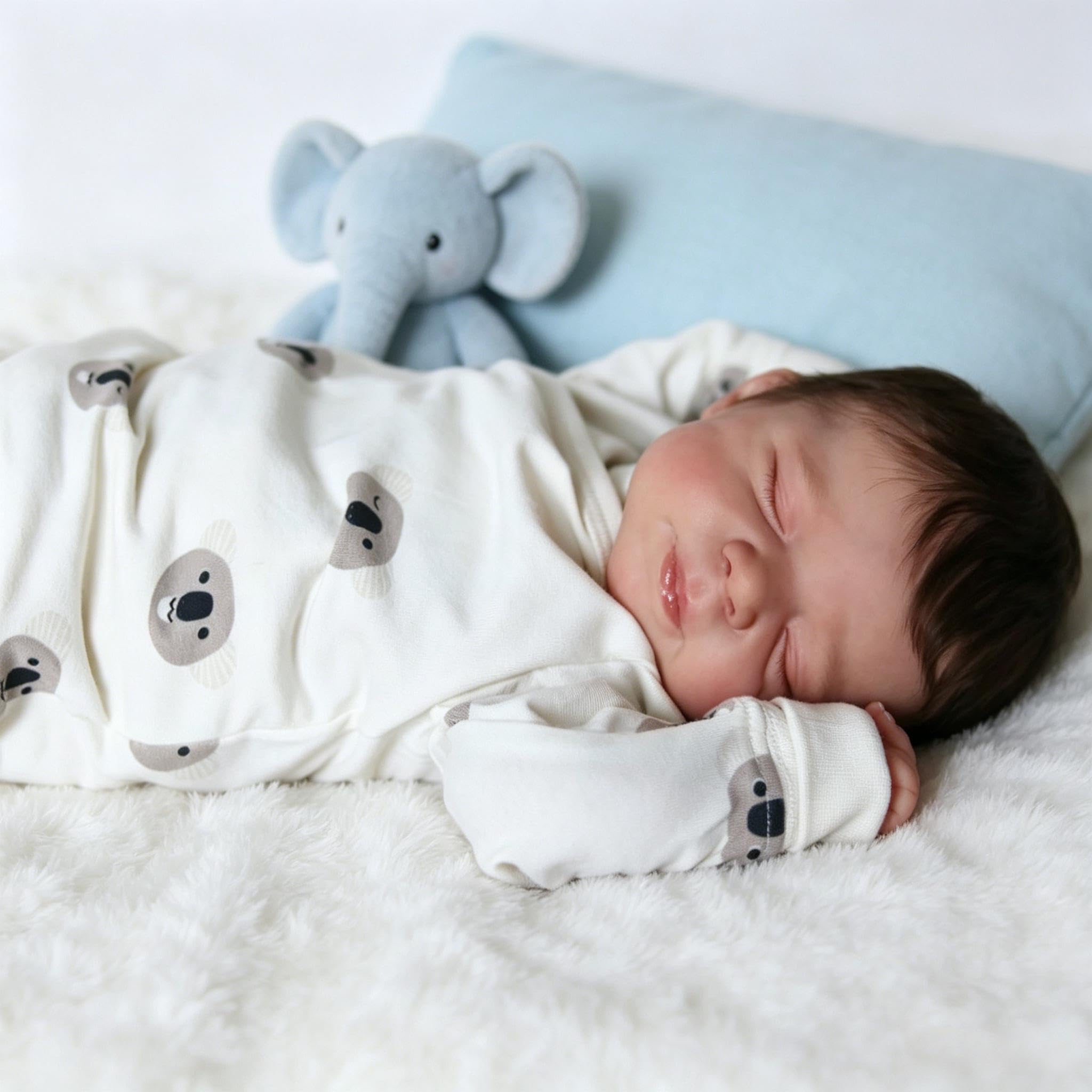 RXDOLL Realistyczne lalki Reborn Baby Dolls silikonowe na całe ciało dziewczyna 45 cm śpiące realistyczne lalki noworodka, ręcznie robione w pełni silikonowe lalki niemowlęce, Reborn Babies na Boże