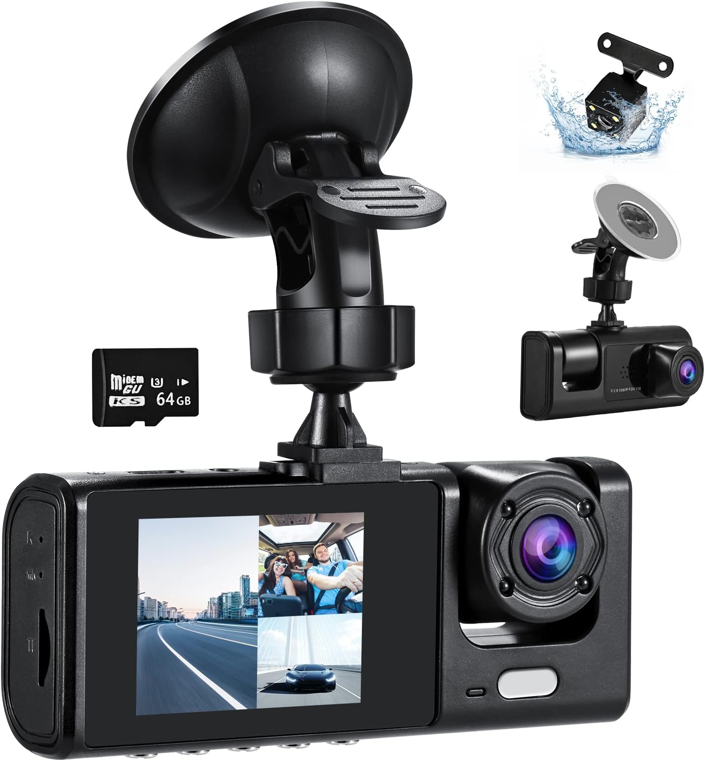 Dash camera for cars4k full uhd car camera front rear with 32gb card