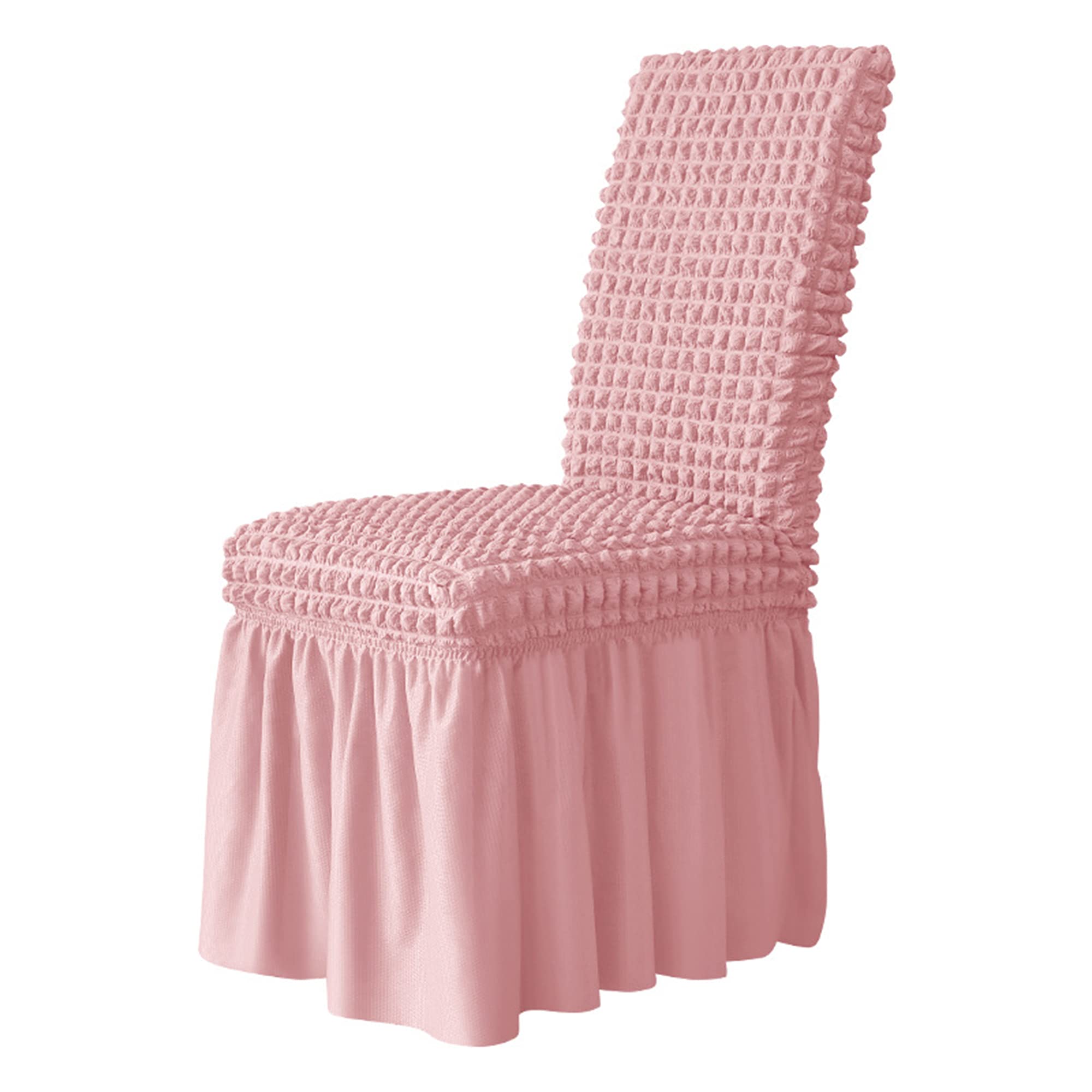 Coprisedili elastici per sedie da pranzo, decorativi, con gonna a volant, rimovibili e lavabili, in tessuto elasticizzato, confezione da 2, rosa, eleganti decorazioni per la casa