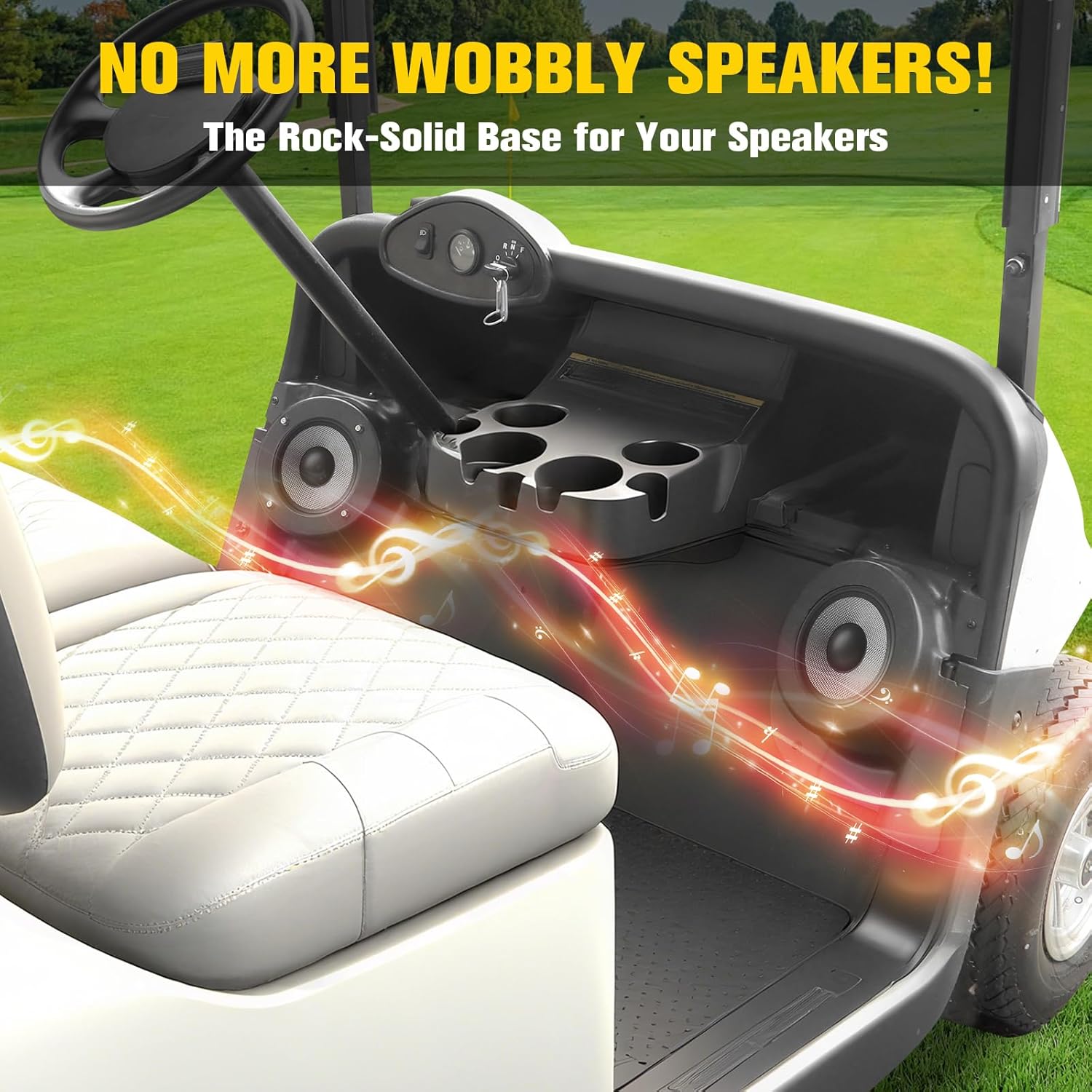 6.5" Speaker Enclosures Pods for E-Z-GO RXV 2008-2015 Golf Cart Accessories, 2PCS Front Under Dash Kick Loudspeaker Mount Brackets Holders for EZGO RXV 2008+, Support 6.5" Speakers